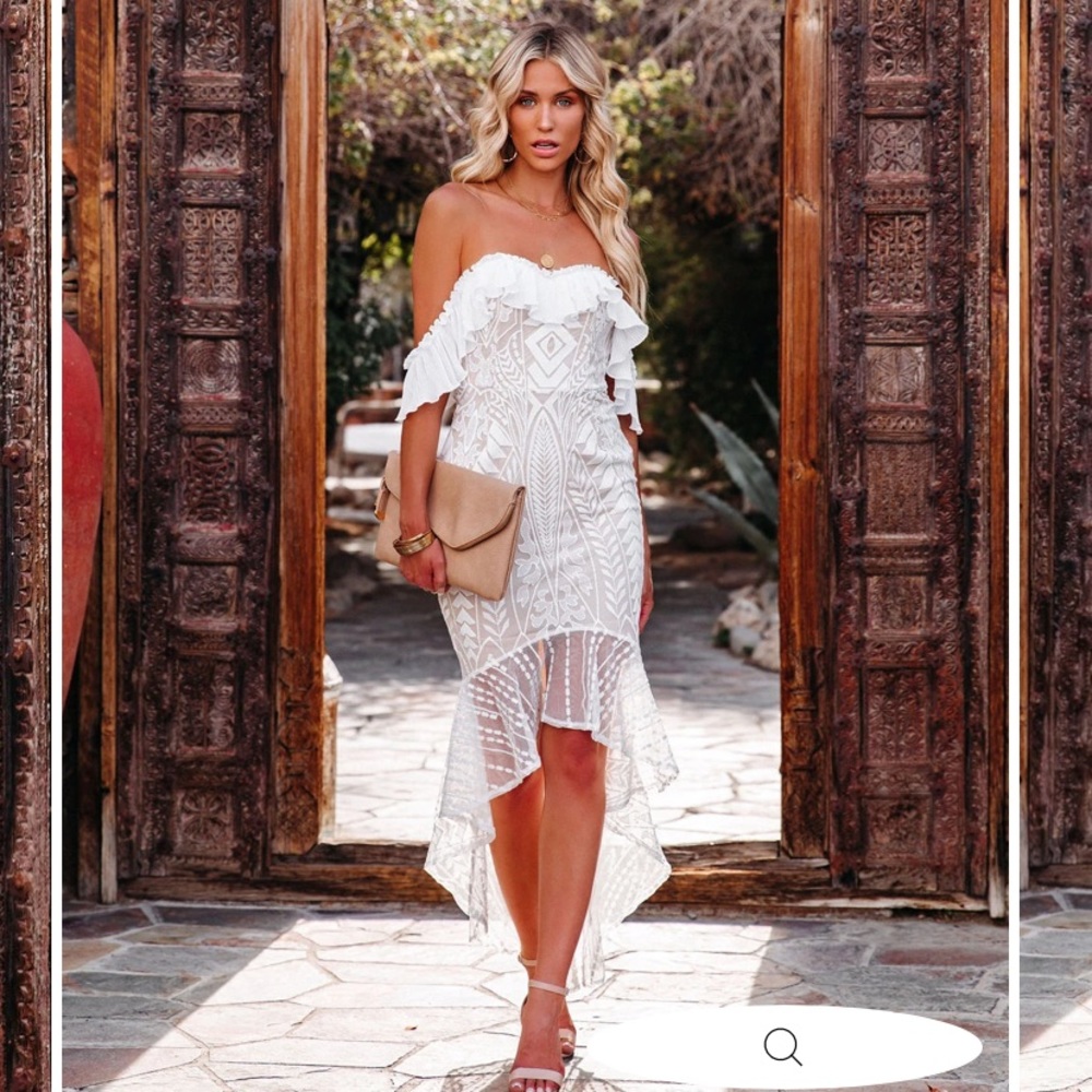 Vici Collection off the shoulder high-low dress